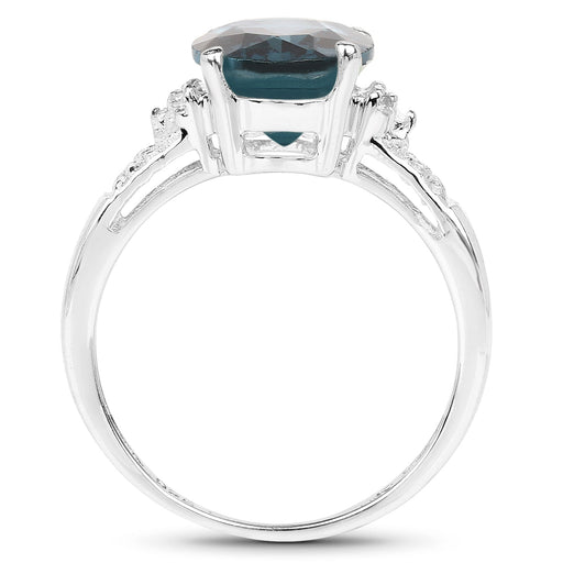 Bids.com 2.64 Carat Genuine London Blue Topaz and White Topaz .925 Sterling Silver Ring Rings White Smoke size 6.00,size 7.00,size 8.00,size 9.00,size 5.00,size 10.00