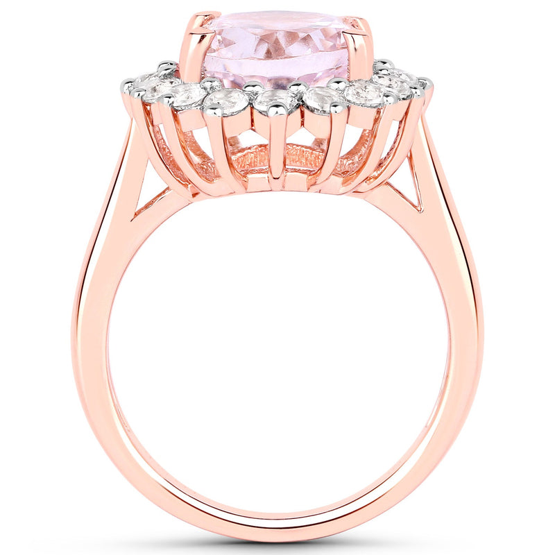Bids.com 5.56 Carat Genuine Kunzite and White Topaz .925 Sterling Silver Ring Rings White Smoke size 7.00,size 6.00,size 8.00