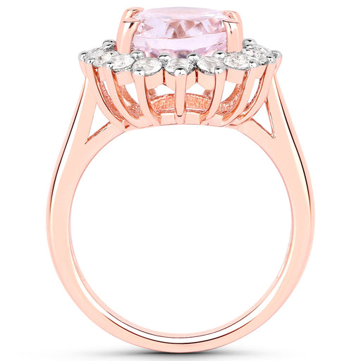 Bids.com 5.56 Carat Genuine Kunzite and White Topaz .925 Sterling Silver Ring Rings White Smoke size 7.00,size 6.00,size 8.00