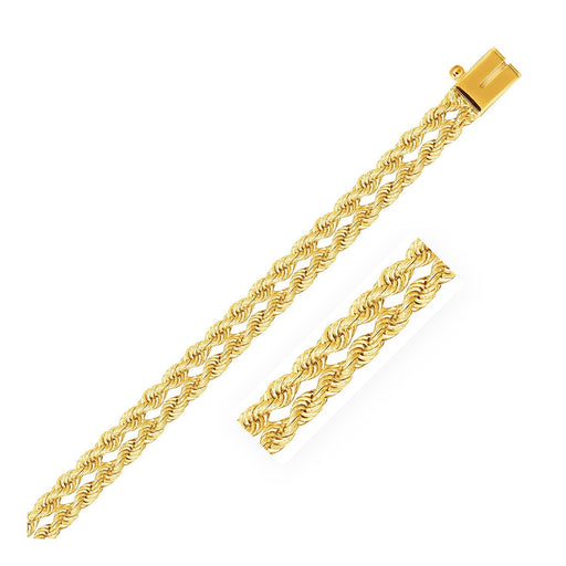 Bids.com 5.0 mm 14k Yellow Gold Dual Row Rope Bracelet Bracelets White Smoke 7 / Yellow Gold,8 / Yellow Gold