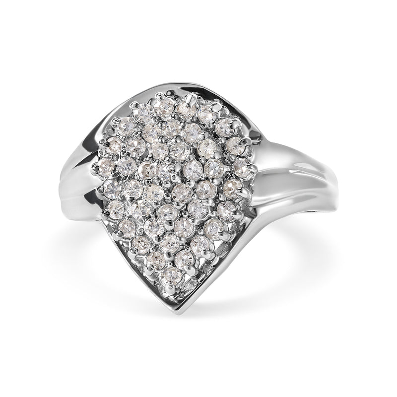Bids.com 10K White Gold 1/2 Cttw Diamond Pear Shaped Cluster Ring (H-I Color, I1-I2 Clarity) - Ring Size 7 Rings White Smoke 7 / White.Gold