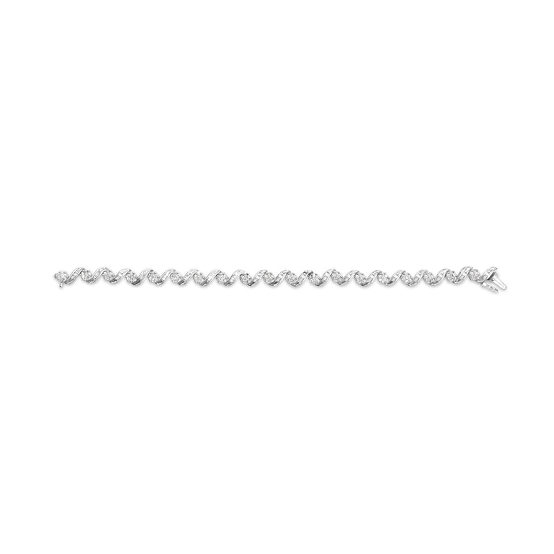 Bids.com 14K White Gold 2.00 Cttw Diamond Cluster and Spiral Link Bracelet (I-J Color, I1-I2 Clarity) - 7" Bracelets White Smoke White.Gold / 7