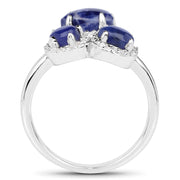 Bids.com 2.28 Carat Genuine Blue Aventurine And White Topaz .925 Sterling Silver Ring Rings White Smoke size 6.00,size 8.00,size 7.00,size 9.00