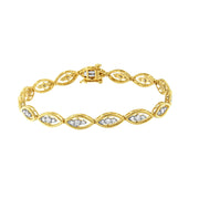 Bids.com 10K Yellow Gold Plated .925 Sterling Silver 1 cttw Prong Set Round-Cut Diamond Link Bracelet (J-K Color, I1-I2 Clarity) - 7.25" Bracelets White Smoke Yellow.Sterling Silver / 7.25