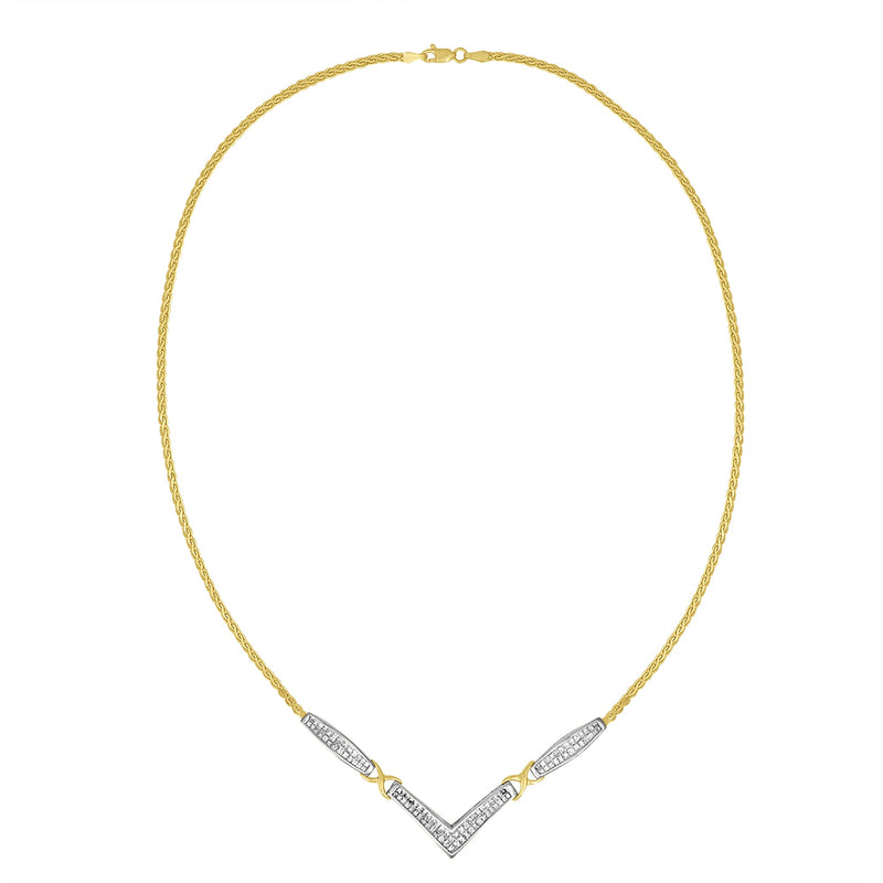 Bids.com 14K Yellow and White Gold 2.0 Cttw Princess Cut Diamond Flared and X-Station V Shaped 18â€ Franco Chain Statement Necklace (H-I Color, SI2-I1 Clarity) Necklaces White Smoke YellowWhite.Gold / 18
