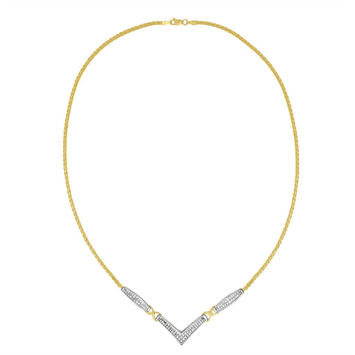 Bids.com 14K Yellow and White Gold 2.0 Cttw Princess Cut Diamond Flared and X-Station V Shaped 18â€ Franco Chain Statement Necklace (H-I Color, SI2-I1 Clarity) Necklaces White Smoke YellowWhite.Gold / 18