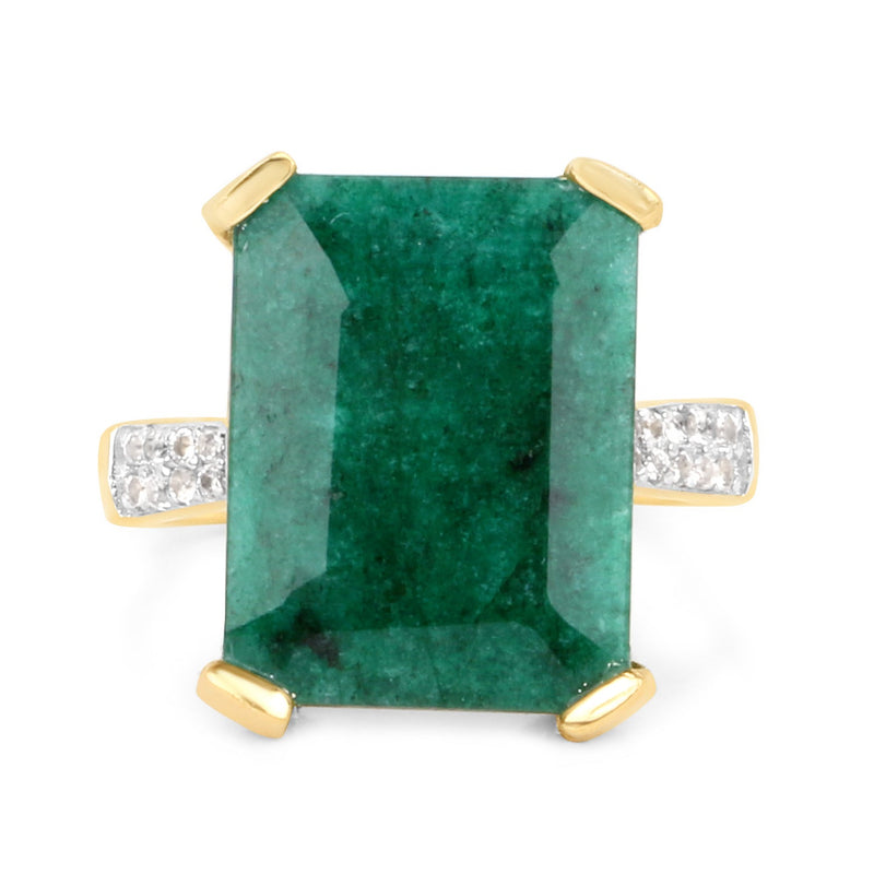 Bids.com 7.64 Carat Dyed Emerald and White Diamond .925 Sterling Silver Ring Rings White Smoke size 7.00,size 8.00,size 9.00,size 10.00,size 5.00,size 6.00,size 6.50