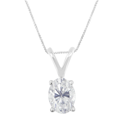 Bids.com IGI Certified 10K White Gold 3/8 cttw Prong Set Diamond Oval Pendant Necklace (I-J Color, I1 Clarity) - Size 18" Necklaces White Smoke White.Gold / 18