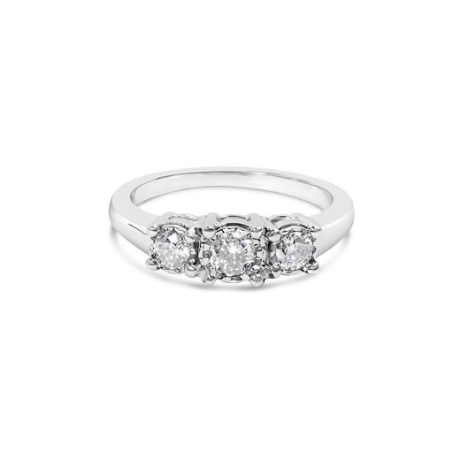 Bids.com 14K White Gold 1/2 Cttw Miracle Set Round Lab Grown Diamond Three Stone Illusion Plate Ring (F-G Color, VS1-VS2 Clarity) - Ring Size 7 Rings White Smoke 7 / White.Gold,9 / White.Gold,6 / White.Gold,8 / White.Gold,5 / White.Gold