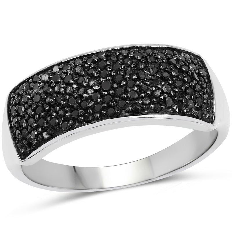 Bids.com 0.43 Carat Genuine Black Diamond .925 Sterling Silver Ring Rings White Smoke size 6.00,size 7.00,size 8.00,size 9.00