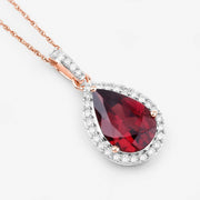 Bids.com 3.29 Carat Genuine Rhodolite and White Diamond 14K Rose Gold Pendant Pendants White Smoke
