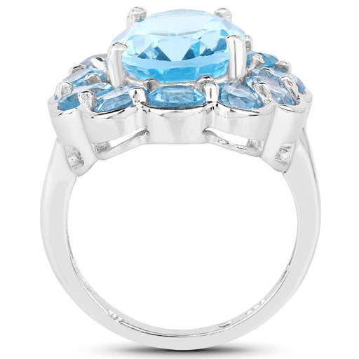Bids.com 8.77 Carat Genuine Swiss Blue Topaz .925 Sterling Silver Ring Rings White Smoke size 6.00,size 7.00,size 8.00,size 9.00,size 5.00