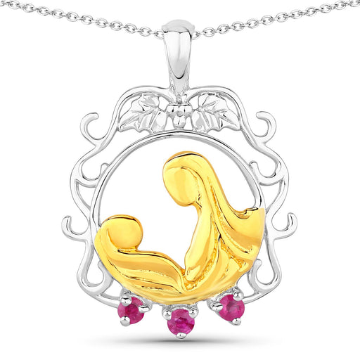 Bids.com 0.14 Carat Genuine Ruby .925 Sterling Silver Pendant Pendants White Smoke size 18.00