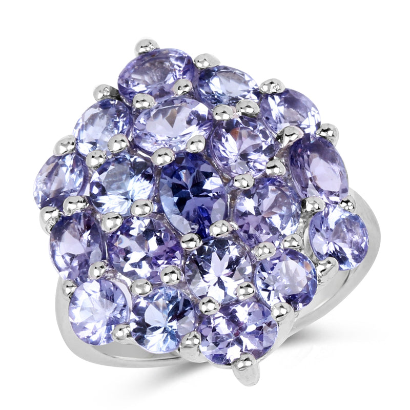 Bids.com 5.28 Carat Genuine Tanzanite .925 Sterling Silver Ring Rings White Smoke size 8.00,size 6.50,size 6.00,size 7.00,size 9.00,size 5.00