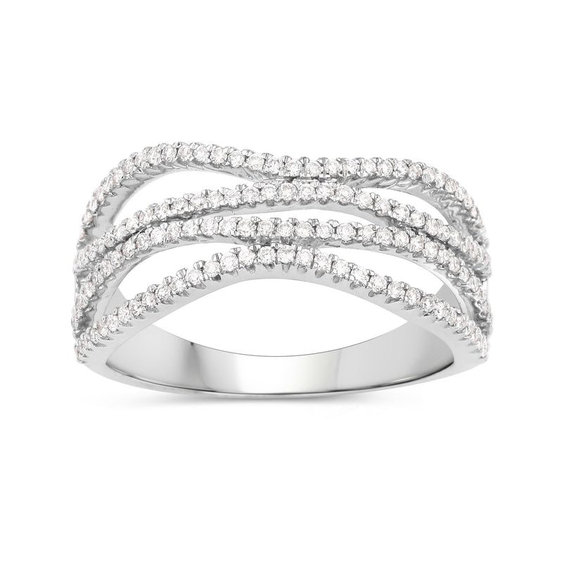 Bids.com 0.46 Carat Genuine White Diamond 14K White Gold Ring (F-G Color, SI Clarity) Rings White Smoke size 8.25