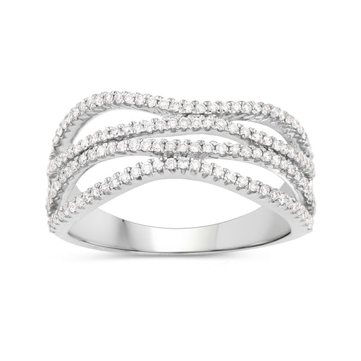 Bids.com 0.46 Carat Genuine White Diamond 14K White Gold Ring (F-G Color, SI Clarity) Rings White Smoke size 8.25
