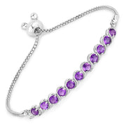 Bids.com 2.64 Carat Genuine Amethyst .925 Sterling Silver Bracelet Bracelets White Smoke size 10.00