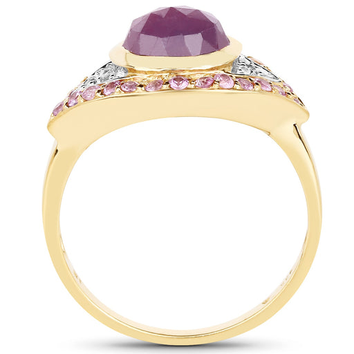 Bids.com 14K Yellow Gold Plated 3.02 Carat Genuine Pink Sapphire and White Topaz .925 Sterling Silver Ring Rings White Smoke size 6.00,size 7.00,size 8.00,size 9.00