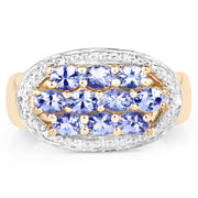 Bids.com 14K Yellow Gold Plated 1.70 Carat Genuine Tanzanite .925 Sterling Silver Ring Rings White Smoke size 6.00,size 7.00,size 8.00,size 9.00