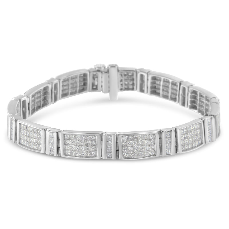 Bids.com 14K White Gold 7.0 Cttw Princess Cut Diamond 7" Alternating Vertical and Horizontal Rectangular Link Tennis Bracelet (H-I Color, SI2-I1 Clarity) Bracelets White Smoke White.Gold / 7