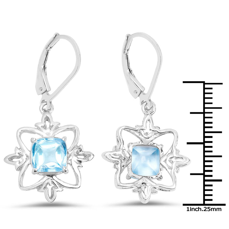 Bids.com 5.30 Carat Genuine Swiss Blue Topaz .925 Sterling Silver Earrings Earrings White Smoke