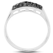Bids.com 0.43 Carat Genuine Black Diamond .925 Sterling Silver Ring Rings White Smoke size 6.00,size 11.00,size 7.00,size 8.00,size 9.00,size 10.00