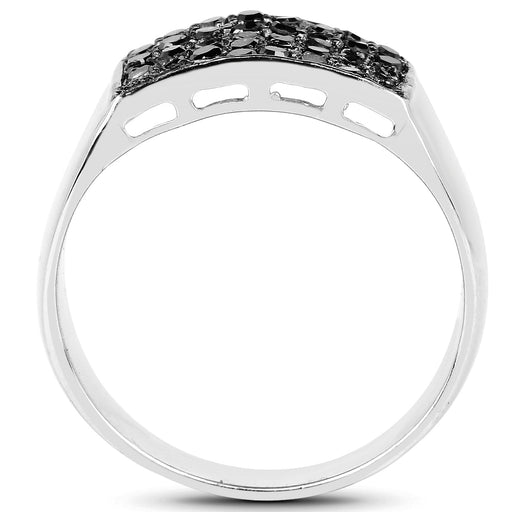 Bids.com 0.43 Carat Genuine Black Diamond .925 Sterling Silver Ring Rings White Smoke size 6.00,size 11.00,size 7.00,size 8.00,size 9.00,size 10.00