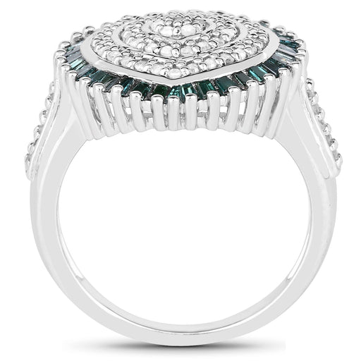Bids.com 0.74 Carat Genuine White Diamond and Green Diamond .925 Sterling Silver Ring Rings White Smoke size 6.00,size 7.00,size 8.00,size 9.00,size 7.50