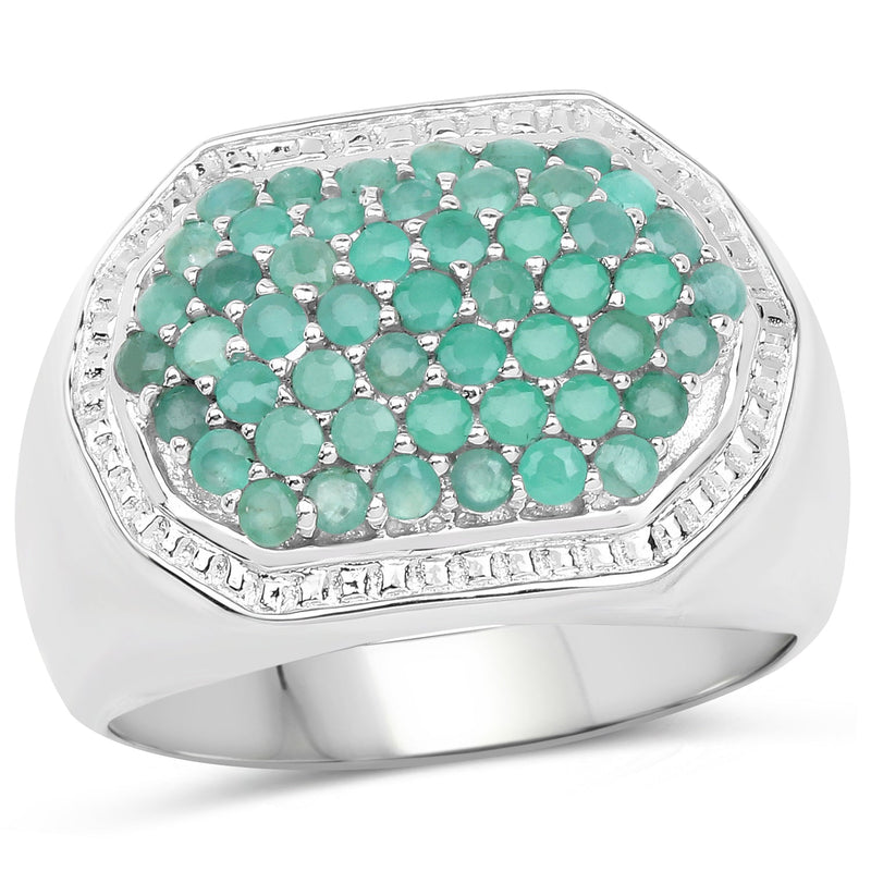 Bids.com 1.43 Carat Genuine Emerald .925 Sterling Silver Ring Rings White Smoke size 10.00,size 11.00,size 12.00,size 9.00,size 5.00,size 6.00,size 7.00,size 8.00