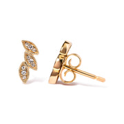 Bids.com 10K Yellow Gold 1/10 Cttw Diamond Triple Leaf Stud Earring (H-I Color, I1-I2 Clarity) Earrings White Smoke Yellow.Gold / 0.072