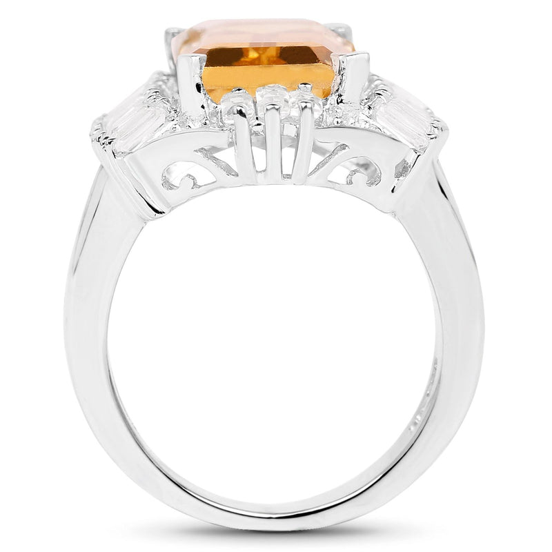 Bids.com 9.13 Carat Genuine Citrine & White Topaz .925 Sterling Silver Ring Rings White Smoke size 5.00,size 8.00,size 9.00,size 6.00,size 7.00