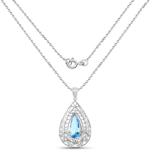 Bids.com 7.20 Carat Genuine Swiss Blue Topaz .925 Sterling Silver Pendant Pendants White Smoke
