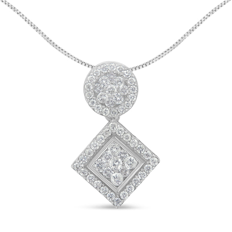 Bids.com 14K White Gold 1 cttw Diamond Pendant Necklace (H-I, I1-I2) Necklaces White Smoke White.Gold / 18