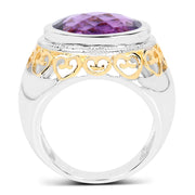 Bids.com 6.92 Carat Genuine Amethyst .925 Sterling Silver Ring Rings White Smoke size 6.00,size 8.00,size 7.00