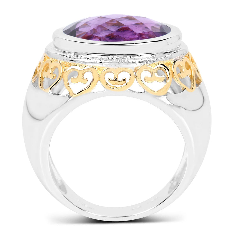 Bids.com 6.92 Carat Genuine Amethyst .925 Sterling Silver Ring Rings White Smoke size 6.00,size 8.00,size 7.00