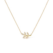 Bids.com 10K Yellow Gold 1/10 Cttw Diamond Leaf and Branch 18" Pendant Necklace (H-I Color, I1-I2 Clarity) Necklaces White Smoke Yellow.Gold / 18