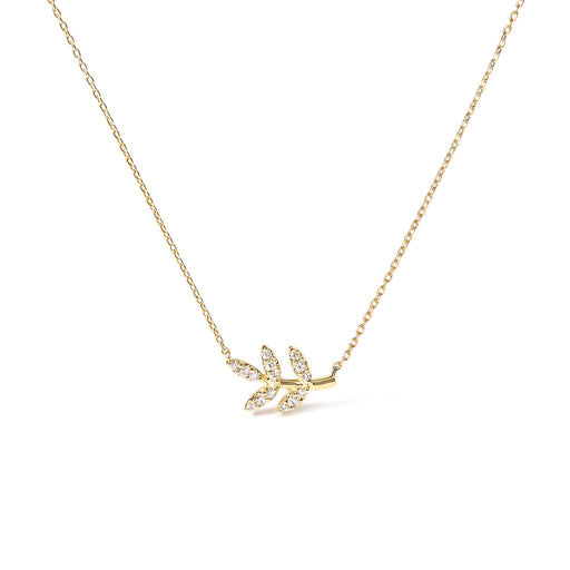 Bids.com 10K Yellow Gold 1/10 Cttw Diamond Leaf and Branch 18" Pendant Necklace (H-I Color, I1-I2 Clarity) Necklaces White Smoke Yellow.Gold / 18