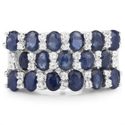 Bids.com 3.66 Carat Genuine Blue Sapphire and White Topaz .925 Sterling Silver Ring Rings White Smoke size 5.00,size 5.50,size 6.00,size 7.00,size 8.00,size 9.00,size 11.50