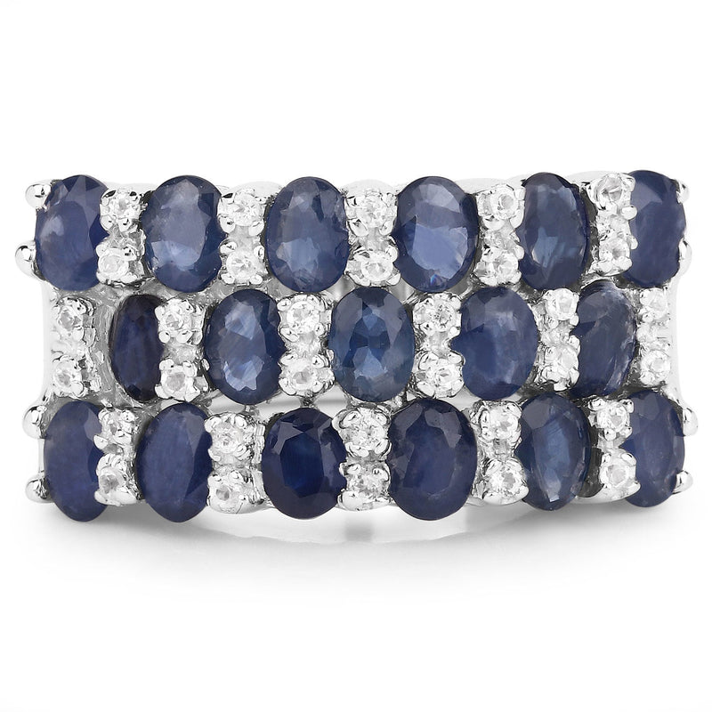 Bids.com 3.66 Carat Genuine Blue Sapphire and White Topaz .925 Sterling Silver Ring Rings White Smoke size 5.00,size 5.50,size 6.00,size 7.00,size 8.00,size 9.00,size 11.50