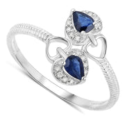 Bids.com 0.34 Carat Genuine Blue Sapphire and White Diamond 14K White Gold Ring Rings White Smoke size 5.00,size 6.00,size 7.00,size 8.00,size 9.00
