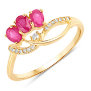 Bids.com 0.71 Carat Genuine Ruby and White Diamond 14K Yellow Gold Ring Rings White Smoke size 5.00,size 6.00,size 7.00,size 8.00,size 9.00