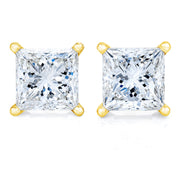 Bids.com 14K Yellow Gold 1.00 Cttw Princess-Cut Square Near Colorless Diamond Classic 4-Prong Solitaire Stud Earrings (J-K Color, I1-I2 Clarity) Earrings White Smoke Yellow.Gold / 1