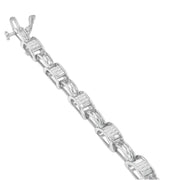 Bids.com 14K White Gold 1.0 Cttw Invisible Set Princess Diamond Alternating Link Tennis Bracelet (I-J Color, I1-I2 Clarity) - 7.25" Bracelets White Smoke White.Gold / 7.25