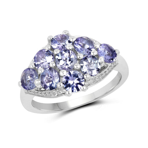 Bids.com 2.07 Carat Genuine Tanzanite .925 Sterling Silver Ring Rings White Smoke size 6.00,size 7.00,size 8.00,size 9.00