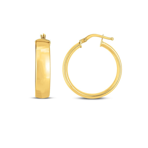 Bids.com 14k Yellow Gold Wedding Band Hoops (6x25mm) Earrings White Smoke Yellow Gold