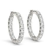 Bids.com 14k White Gold Two Sided Prong Set Diamond Hoop Earrings (3 1/2 cttw) Earrings White Smoke White Gold