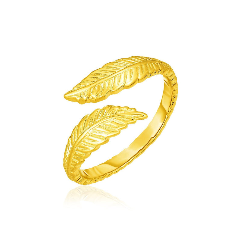 Bids.com 14k Yellow Gold Bypass Style Toe Ring with Leaves Rings White Smoke Yellow Gold