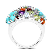 Bids.com 4.03 Carat Genuine Multi Stones .925 Sterling Silver Ring Rings White Smoke size 9.00,size 5.00,size 6.00,size 7.00,size 8.00,size 10.00,size 13.00
