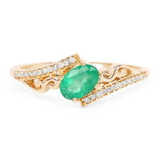 Bids.com 0.51 Carat Genuine Zambian Emerald and White Diamond 14K Yellow Gold Ring Rings White Smoke size 6.00,size 7.00,size 8.00,size 5.00,size 9.00