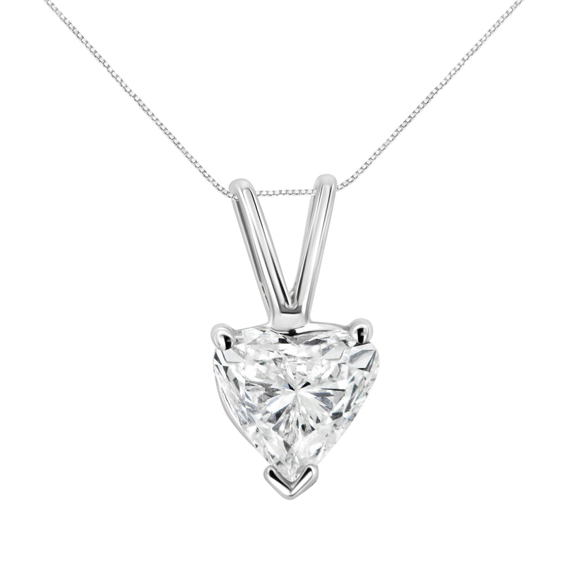 Bids.com 14K White Gold 1/5 Cttw 3-Prong Set Heart Shaped Solitaire Lab Grown Diamond 18" Pendant Necklace (F-G Color, VS2-SI1 Clarity) Necklaces White Smoke White.Gold / 18 / B,White.Gold / 18 / C,White.Gold / 18 / A